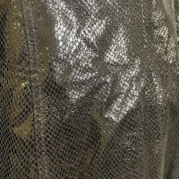 Preston & York Womens Vintage Large Leather Jacket Snake skin style Full Zip - Picture 5 of 5